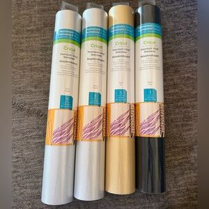 NEW Lot of 4 Cricut Premium Vinyl Shimmer Permanent 12" x 48" Gold Silver Black